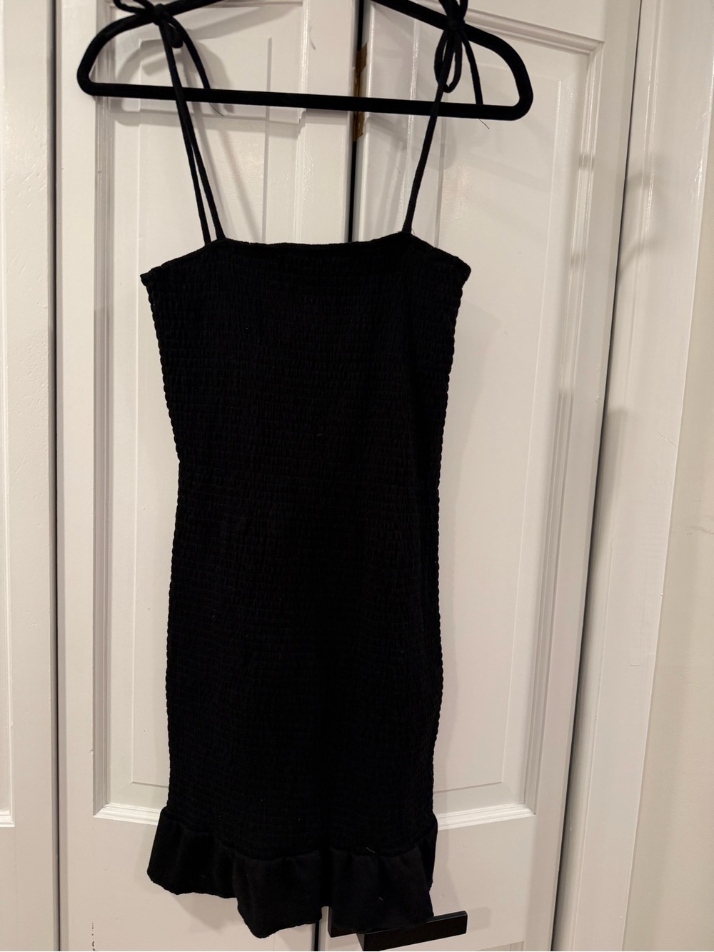Black Smocked Tie-Strap Dress - Women